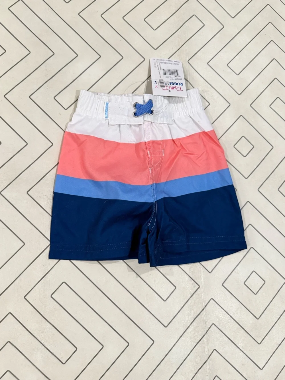 NWT Rugged Butts Multi-Stripe Swim Shorts - Pink/Blue/Navy